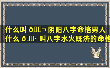 什么叫 🐬 阴阳八字命格男人（什么 🌷 叫八字水火既济的命格）